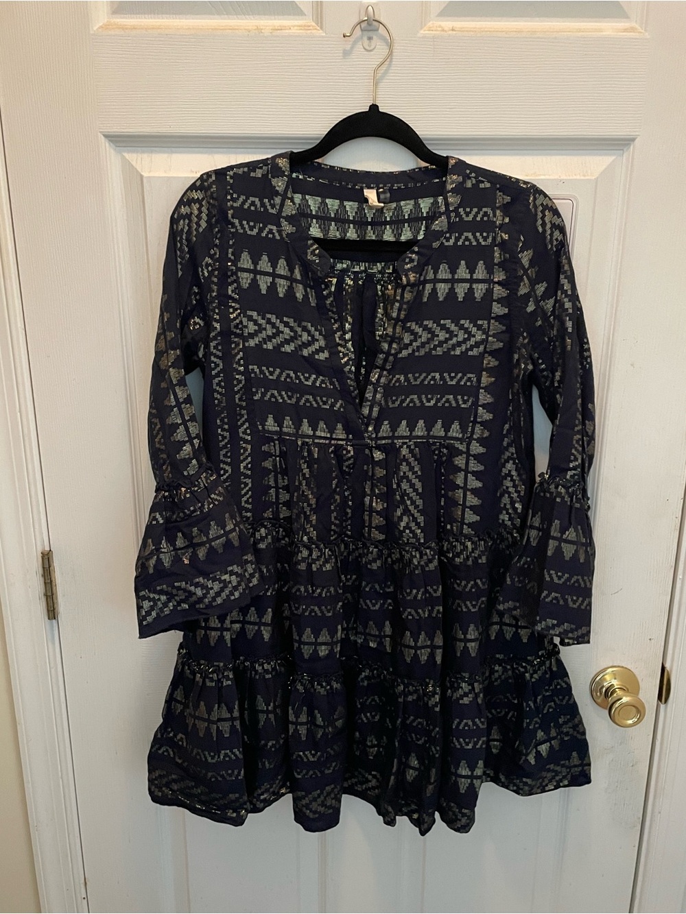 Women's Navy Patterned Mini Dress - Brand Unknown
